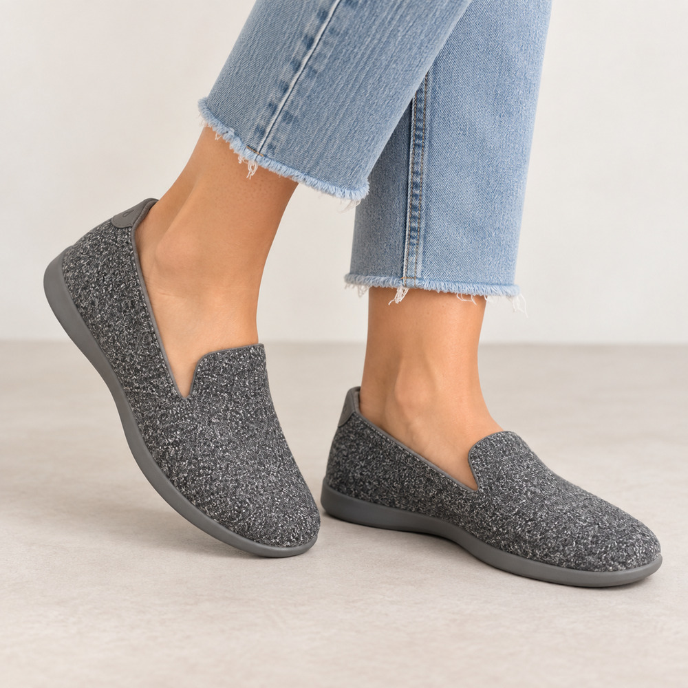 Allbirds Wool Loungers Women 9 Gray Merino Wool Slip On Sneakers Loafers